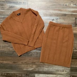 ✨ Drop Shoulder Cable Knit Sweater & Skirt Set